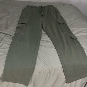 olive green cargo sweatpants wide leg